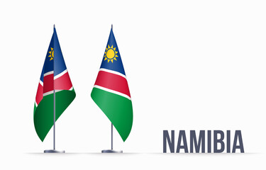 Namibia flag state symbol isolated on background national banner. Greeting card National Independence Day of the Republic of Namibia. Illustration banner with realistic state flag.