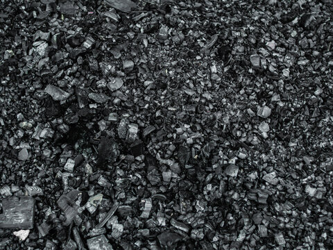 Black charcoal texture, Black background, industrial factory
