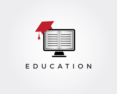 minimal online education logo template - vector illustration