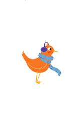  bird with scarf isolated on a white background