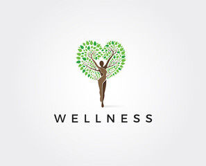 Obraz premium minimal wellness logo template - vector illustration