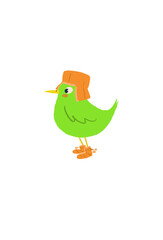 bird with shoes and hat isolated on white background