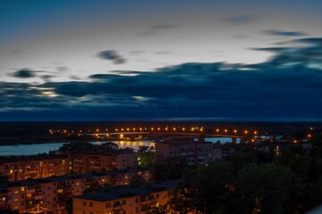 night view at bridge in Kirishi