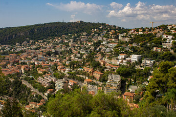 Fototapeta premium view of a town from the hill. Nice, France