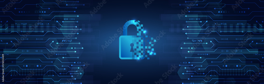 Poster Data protection, privacy, and internet security concept. Cybersecurity for business and internet project. Vector illustration of a data security services.