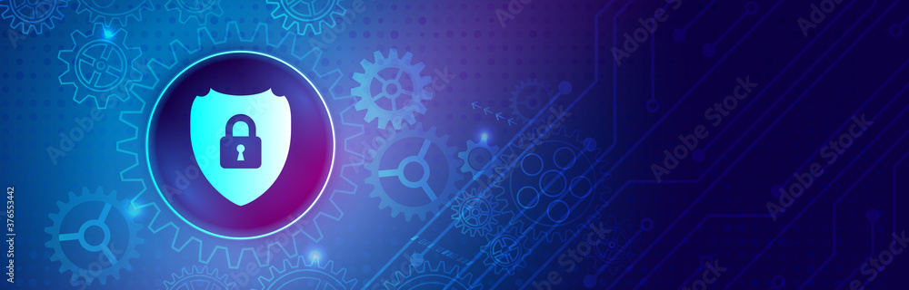 Poster Digital security and network protection. Cybersecurity for internet projects. Antivirus technology web services.
