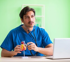 Doctor student explaining heart problems