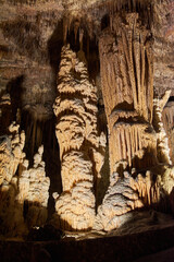 caves of drach, majorca, balearic islands ,growth and shrinkage in constant cycle, limestone formations, stalactites, stalagmites, columns, epelothems, in Cueva del Drach
