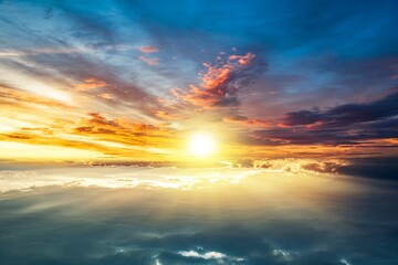 Colorful sky and sunrise. Natural landscape of the atmosphere 
