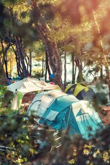 Tents in middle of nature
