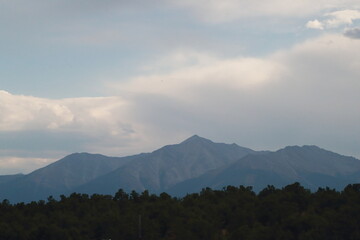 Scenery in the Rocky Mountains in Colorado, hazy smokey air from the fires of August 2020