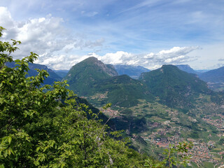 Naklejka na ściany i meble panoramic view on Riva del garda from mountain peak of cima d'oro