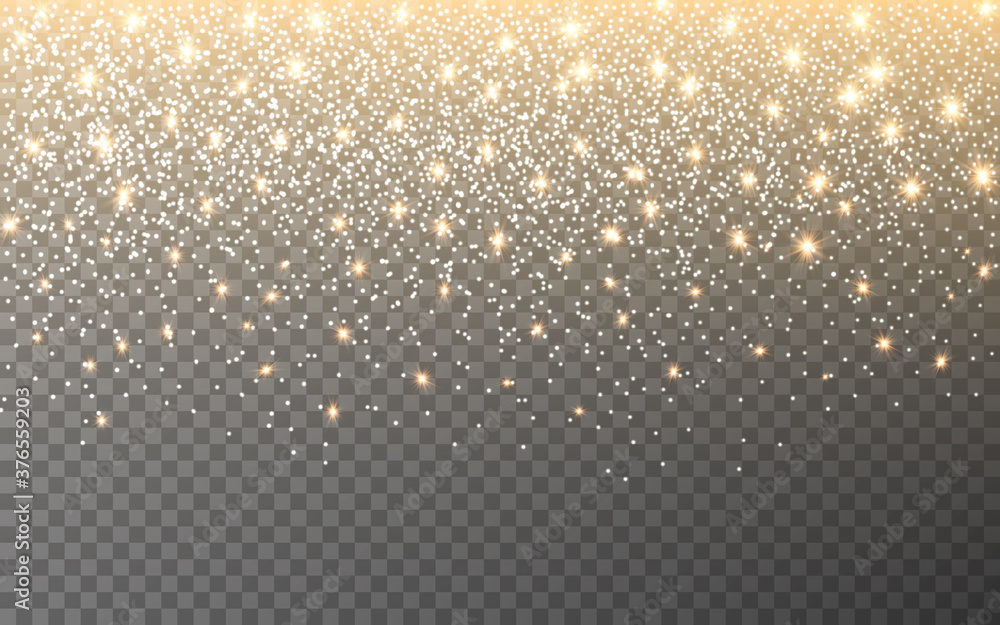 Canvas Prints glitter light on transparent background. shining particles and stars. gold waterfall effect with con