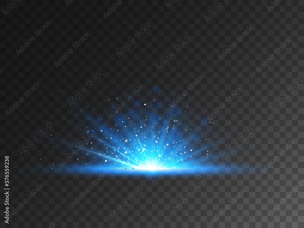 Canvas Prints light burst on transparent backdrop. blue star with bright glitter. luxury light effect with color r