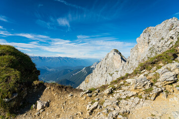 mountain panorama view from the karwendel mountains, bavaria, germany