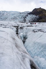 walking on skaftafell glacier in iceland