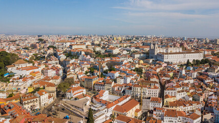 Fototapeta na wymiar Alfama, Lisbon. Aerial view of the Alfama neighborhood in Lisbon