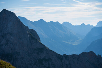 Obraz premium mountain panorama view from the karwendel mountains, bavaria, germany