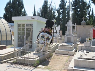 traditional decorated Mexican cemetery 