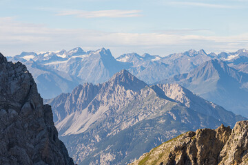 Fototapeta premium mountain panorama view from the karwendel mountains, bavaria, germany