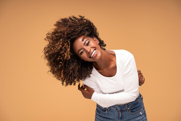 Happy african american woman smiling. - Powered by Adobe