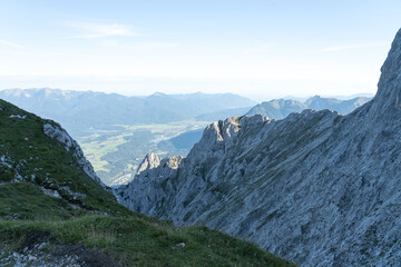 Naklejka premium mountain panorama view from the karwendel mountains, bavaria, germany