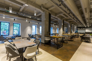 Interior of a empty modern hotel lounge cafe restaurant