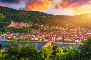 Heidelberg skyline aerial view from above. Heidelberg skyline aerial view of old town river and...