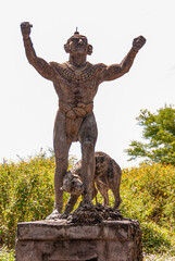 Leon, Nicaragua - November 27, 2008: Ruins of old Leon. Monument celebrating the resistance of the...