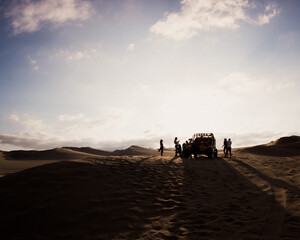 Group of friends in the desert