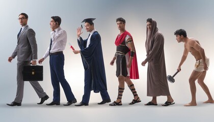 Obraz premium The progression of man mankind from ancient to modern