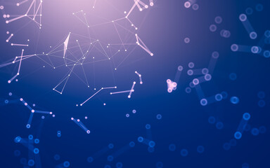 Abstract background. Molecules technology with polygonal shapes, connecting dots and lines. Connection structure. Big data visualization.