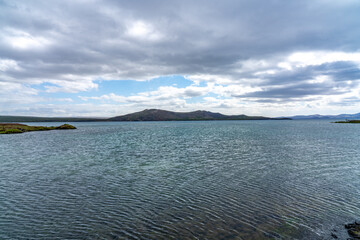 Iceland countryside with coast and mountains