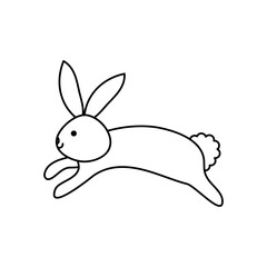 cute rabbit jumping, line style