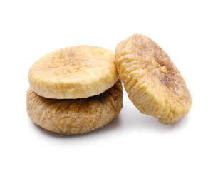 Tasty dried figs on white background