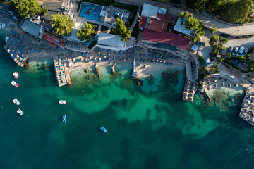 Fototapeta na wymiar Aerial view of the coastline in Ksamil, Albania