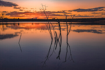 Plakat sunset on the lake