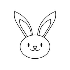 cute rabbit head icon, line style