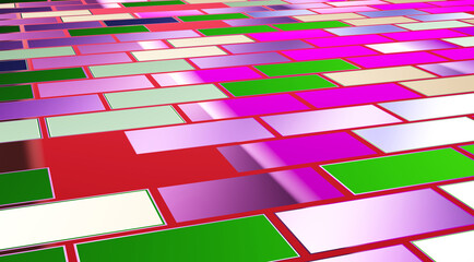 Perspective of colorful brick style floor (3D Rendering)