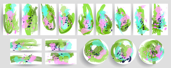 Set creative backgrounds for social media templates. Pastel art colors