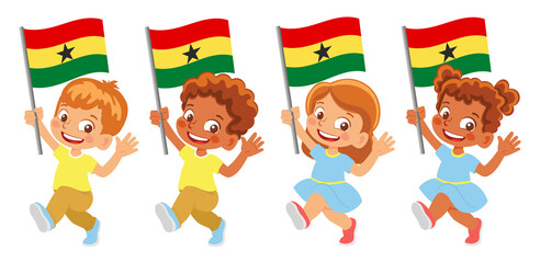 Ghana flag in hand set