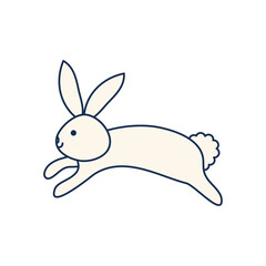 cute rabbit jumping, line fill style