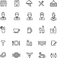 restaurant thin line icons set