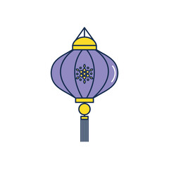 mid autumn concept, chinese lantern with decorative ornament, line fill style