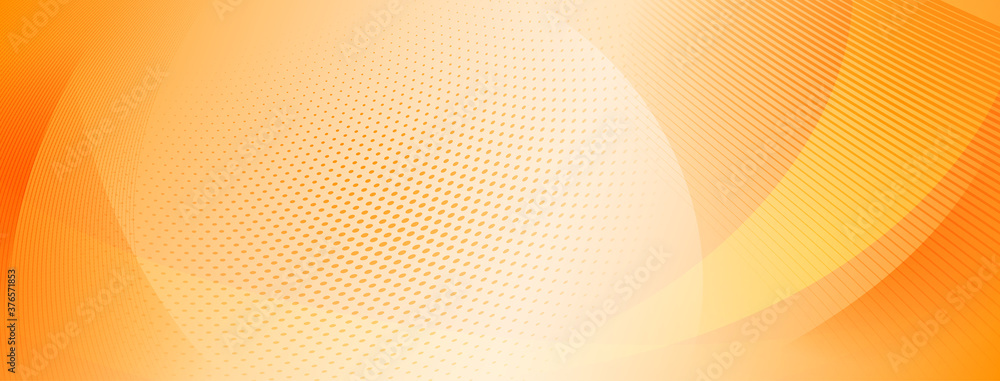 Wall mural abstract halftone background of small dots and wavy lines in orange colors