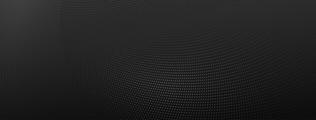 Abstract halftone background of small dots and wavy lines in gray and black colors
