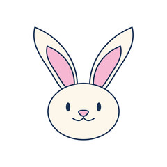 cute rabbit head icon, line fill style