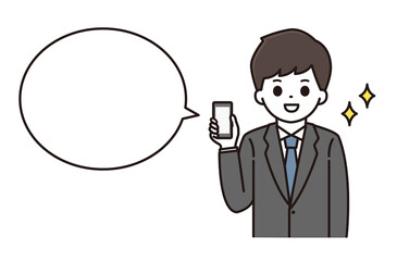 ビジネスマン スマートフォン 吹き出し イラスト