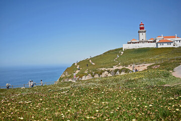 Fototapeta na wymiar Lighthouse at Cabo da Roca in Portugal