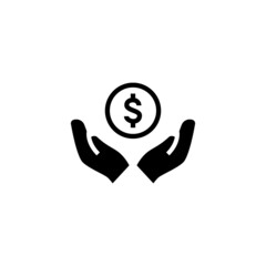 Obraz premium Saving Icon in black flat glyph, filled style isolated on white background